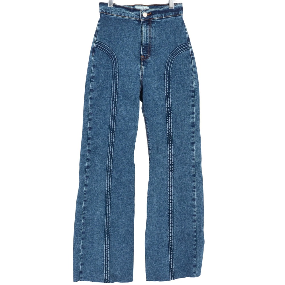 Revice Denim Roller Girl Flares Jeans Size 25 Blue Clue Wash Western Paneling